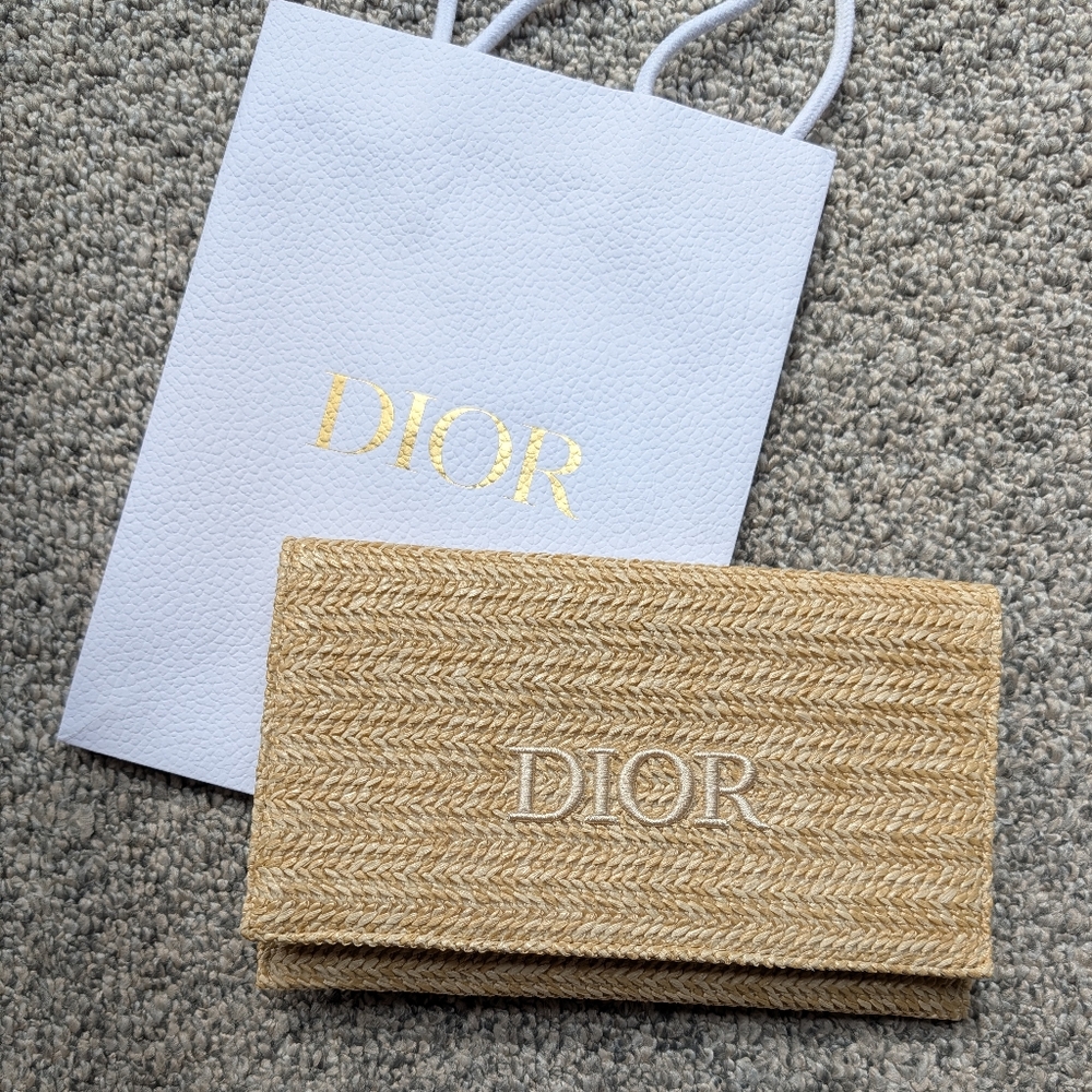 NWT Dior Raffia Clutch Pouch